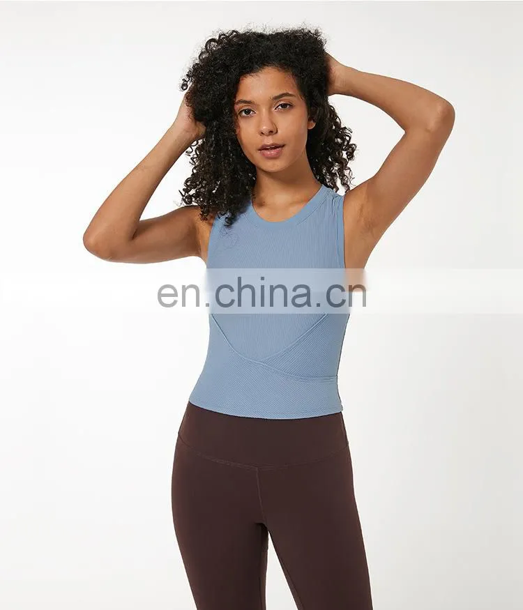 OEM & ODM Supplier Custom Logo Ribbed Fashion Gym Wear Sleeveless Yoga Crop Tank Top
