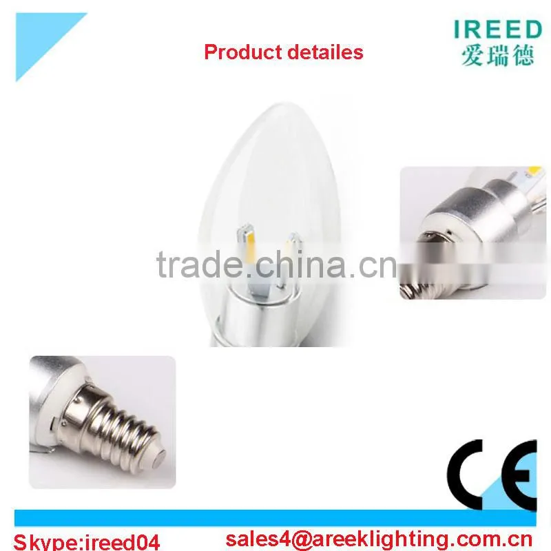 hot new products for 2014 3w e14 dimmable candle led light with 3 years warranty