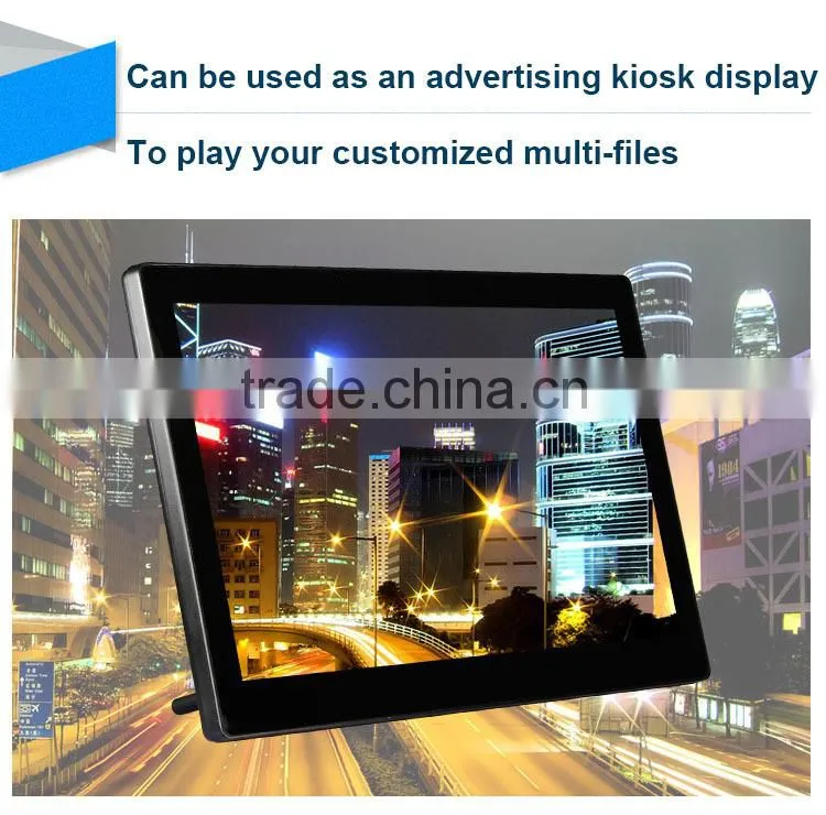 14 inch digital photo frame widescreen IPS panel 1600*900 16:9,photo , music video playback, Full HD,AV in, VESA for hanging