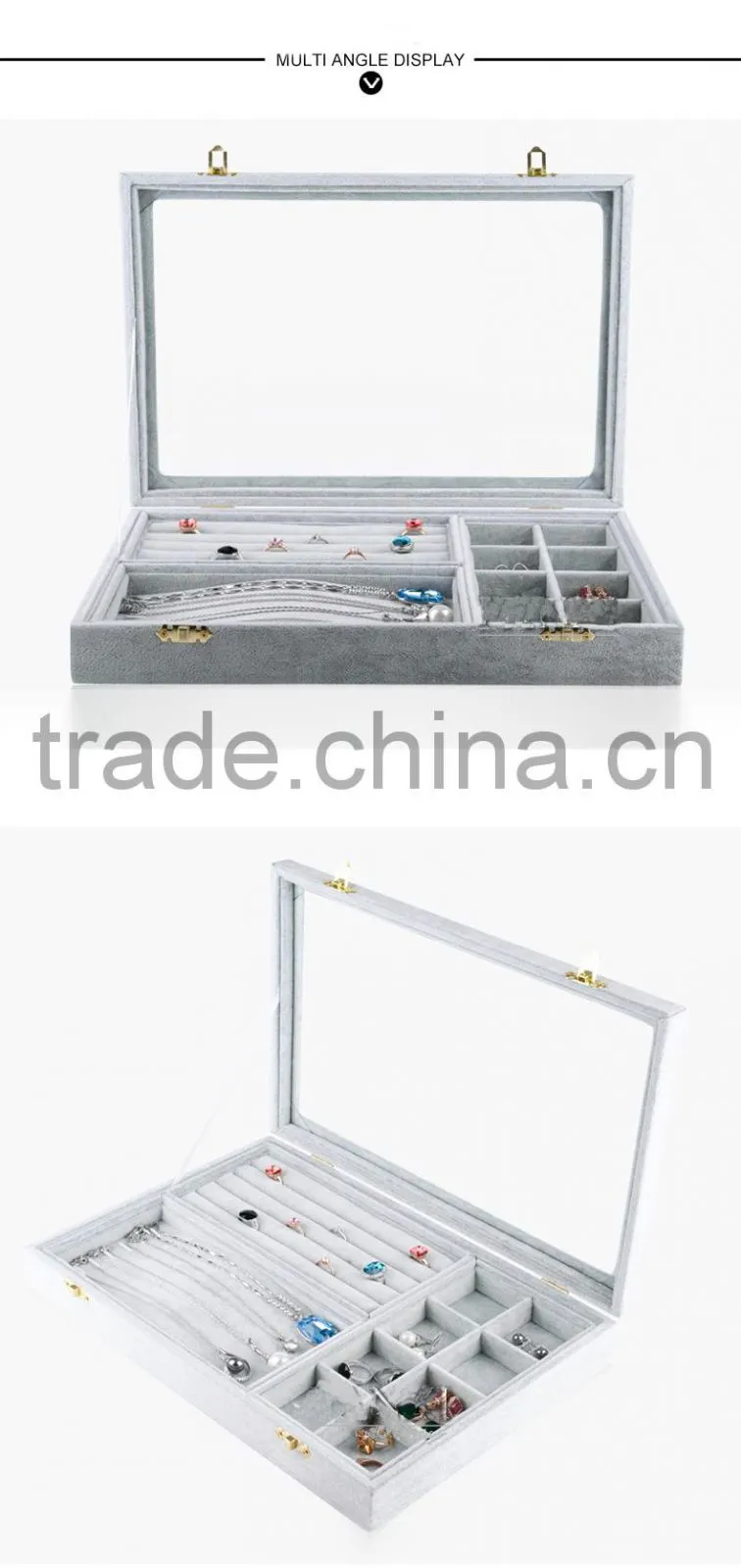 2015 New High Quality Claimond Veins Jewelry Display Storage Box for Neckalce Ring Earring S1273