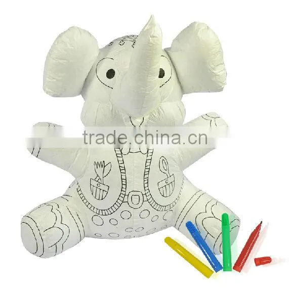 8" tyvek educational DIY drawing toy for kids/Bear Plush Toy with 4pcs markers-DIY Drawing Toy