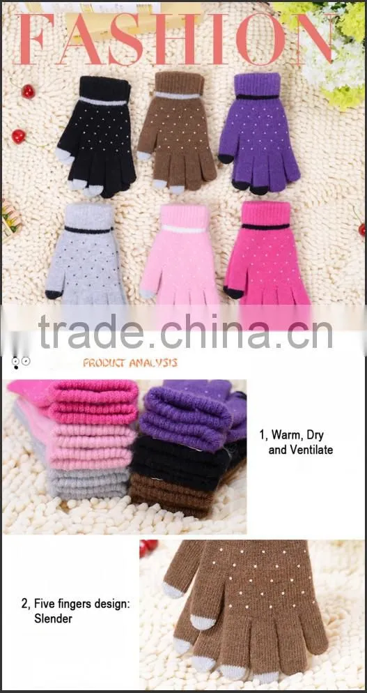 Fashion warm knitted gloves, Touch Screen Gloves, Full Finger woollen gloves