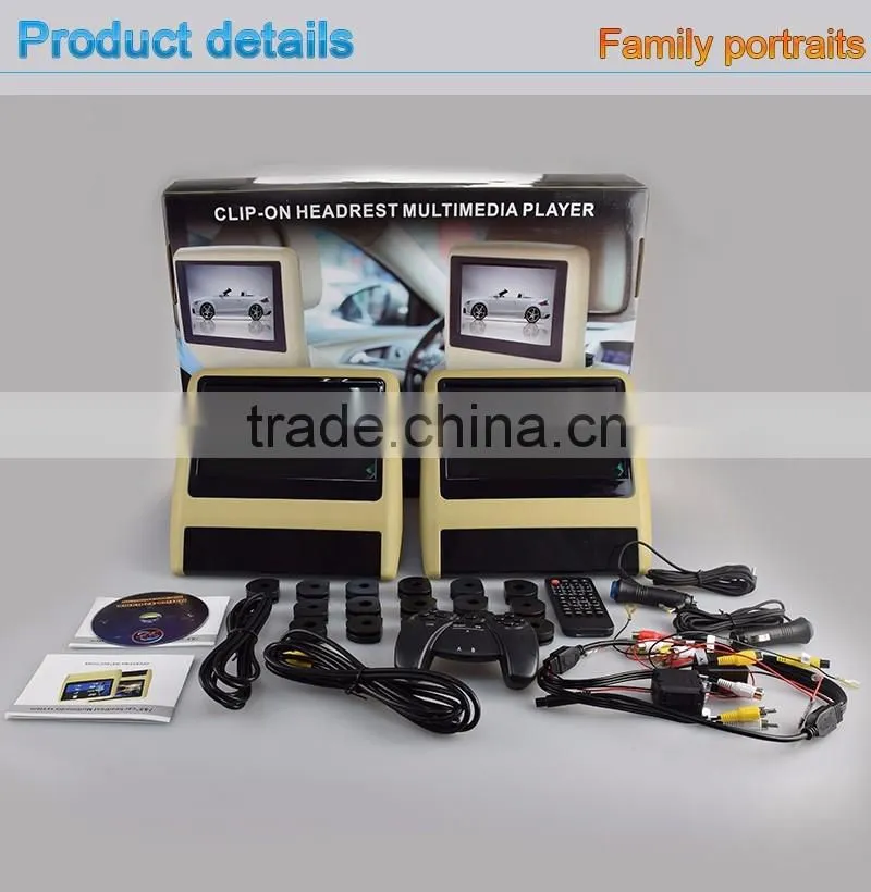 9"Headrest DVD with USB port ,SD slot,Wireless games,without pillow,auto monitor