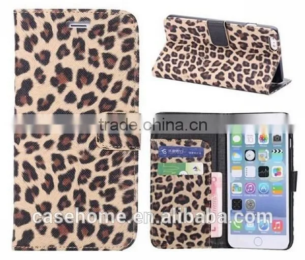 For iphone5/5s Leopard Grain Leather Wallet Flip Case Cover