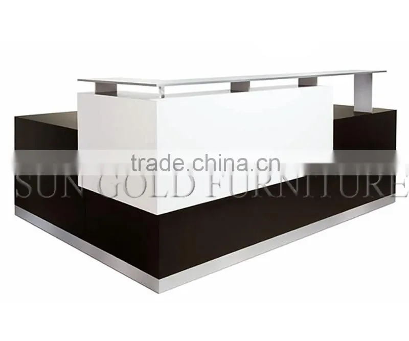 Modern Chinese factory wholesale and High Quality Curved Stainless Steel and Wood Office Table,Office Reception Desk (SZ-RT042)