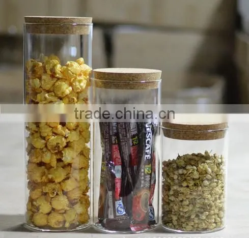 Home decor glass jar bean glass honey storage jars with wooden lids