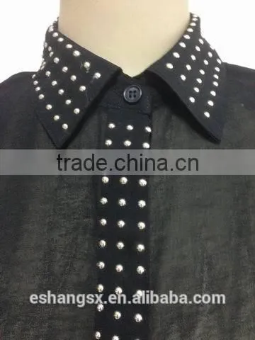 Ladies chiffon hot drilling latest design shirts