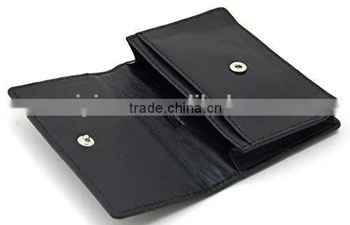 Top Grade High Quality Leather Woven Flap Card Purse
