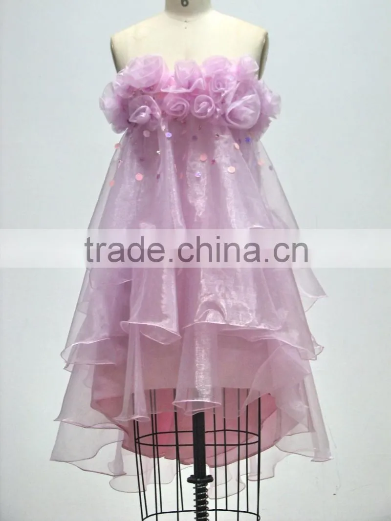 Chaozhou Wholesale Pink Organza Homecoming Cocktail Evening Dress