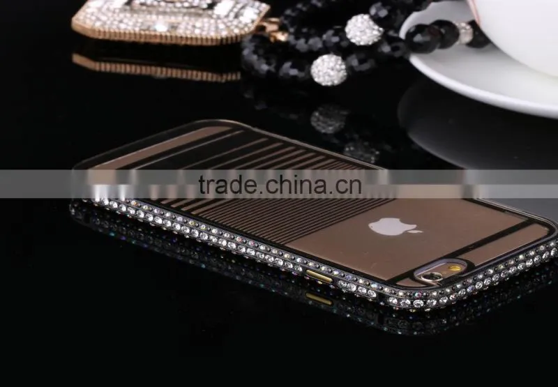 2015 New Design Pc Cover Phone Case With Diamond Metal Bumper