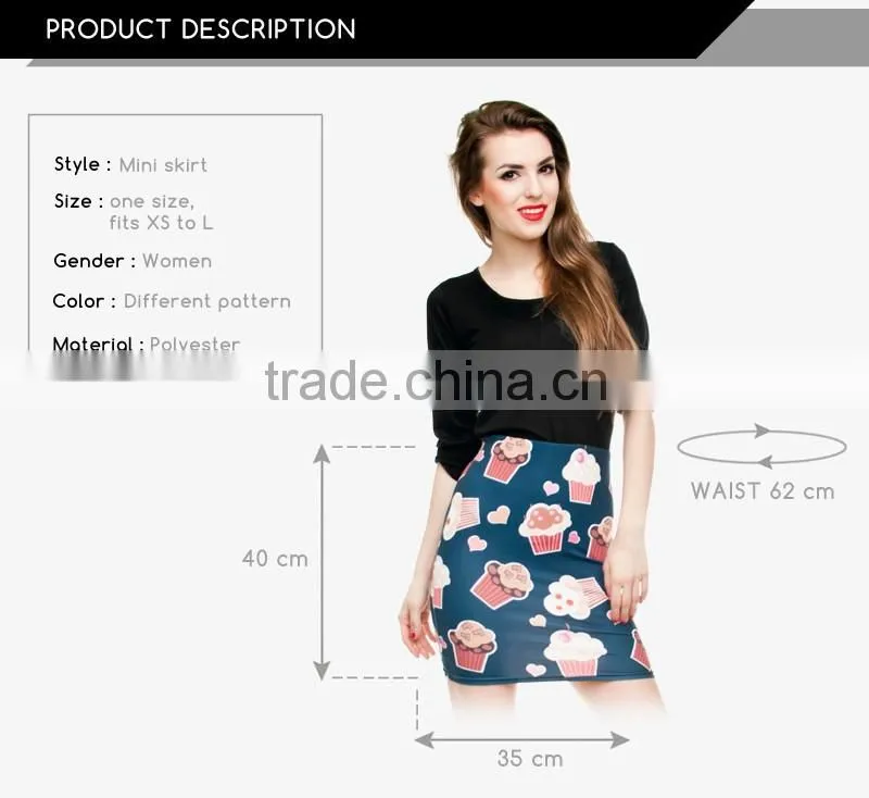 Women fashion coffee sexy girls tight slim mini skirt high quality 3d digital full print custom hot sale tube stretchy skirt