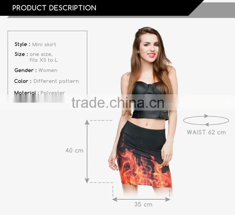 Women's fashion girls tight hot mini skirt high quality 3d digital full print custom hot sale tube stretchy summer skirt
