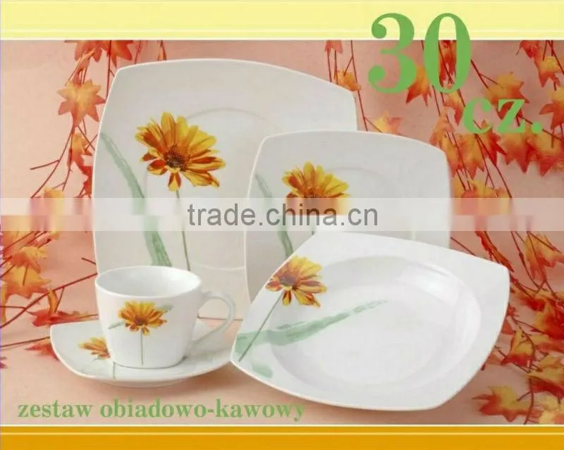 30pcs square porcelain dinner set
