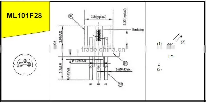 Top Quality TO38 Red 650nm 200mw 180mw TO18-3.8mm Laser Diode