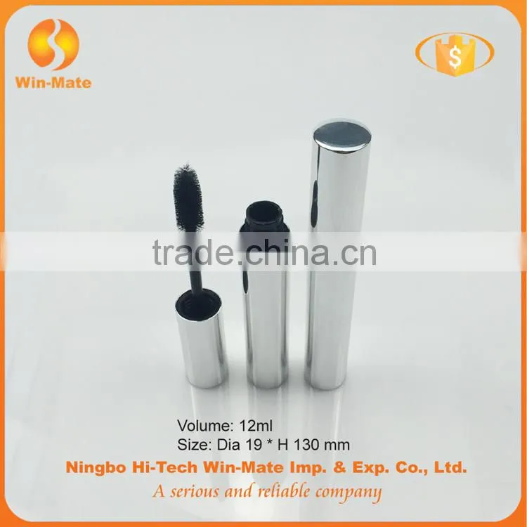 cylinderical silver luminous 12.1ml mascara packaging cosmetic