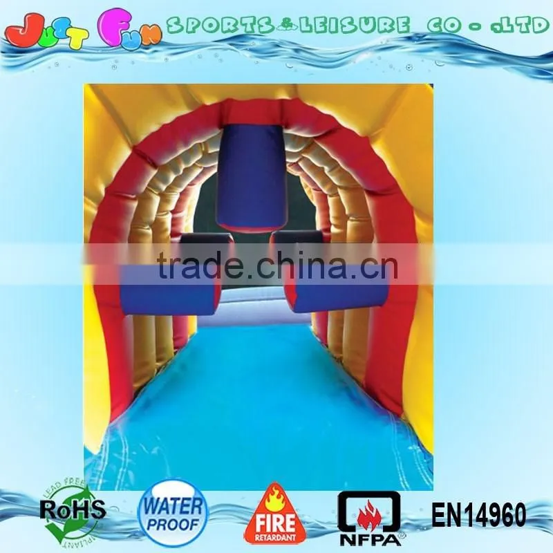 cheap inflatable obstacle course with wet slide
