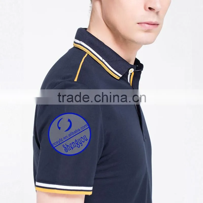 custom polo shirts with yellow ansd white collar and cuff