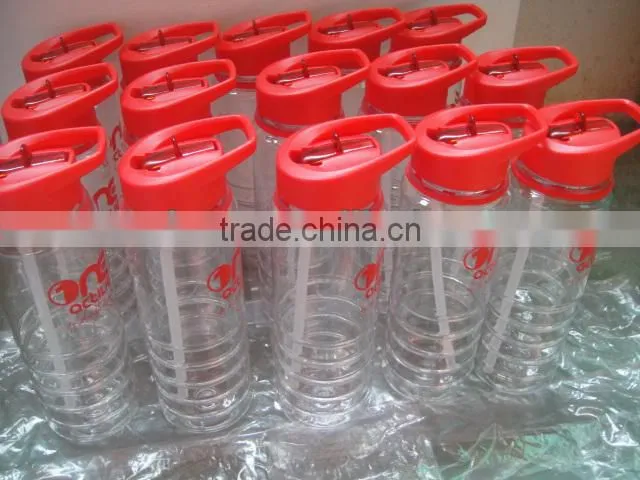 Promotional 24 Oz. Banded Gripper plastic Bottle with Straw