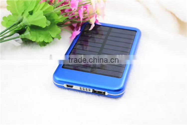 Aluminium material solar charger with 4 LED indicator, colorful mobile solar charger, company promotion gift solar power bank