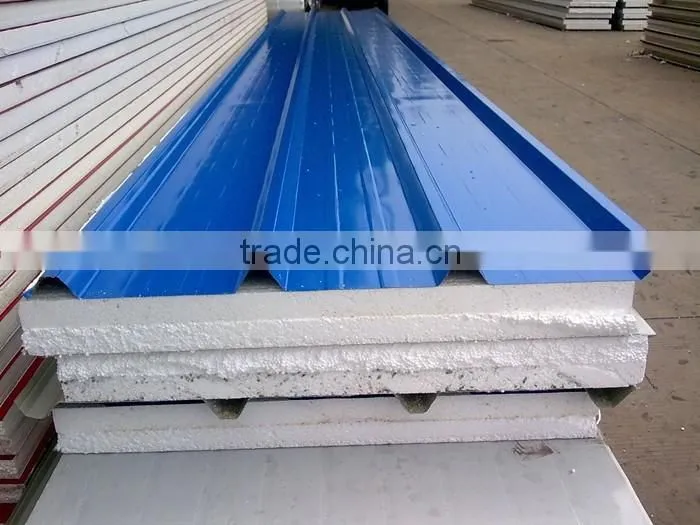 Prefab house building material EPS and rock wool sandwich panel