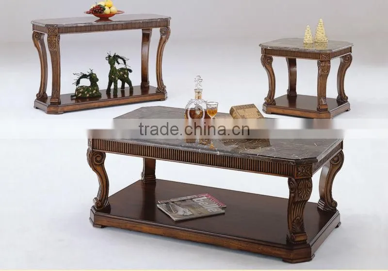 CF30043 Luxury Unique Marble Top Coffee Table End Sofa Table with shlef