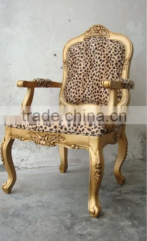 Morden Chair Stocklot chair Solid wood hand carved Leopard Chair,antique style accent chair with fabric cushion