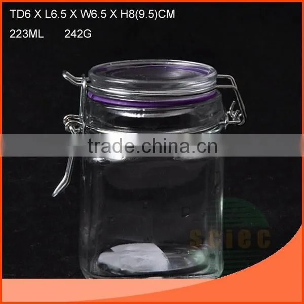 185ml glass jar with clip,silicone pad and lid
