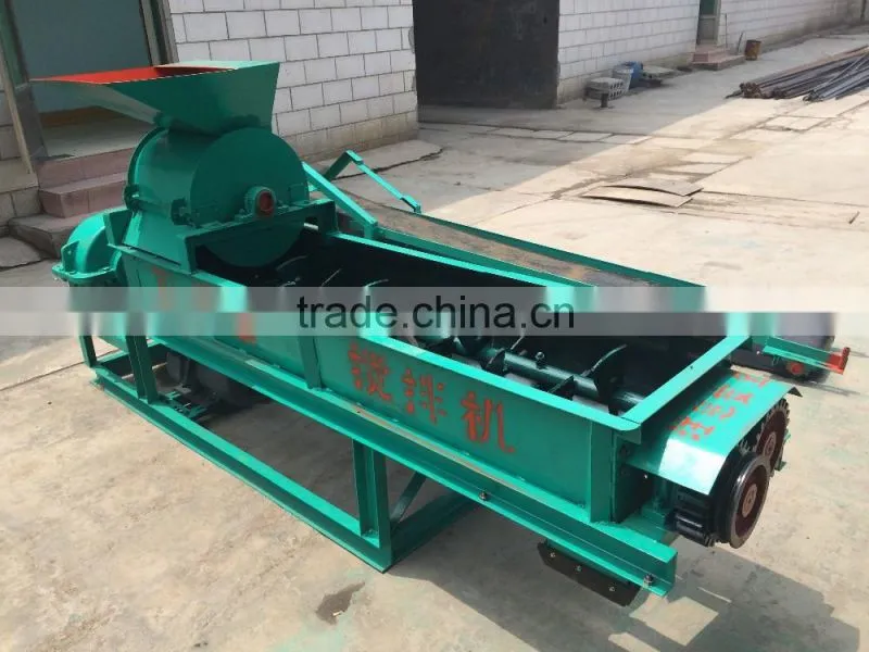 Energy-save hammer crusher with double shaft mixer and discharge conveyor for coal and charcoal powder