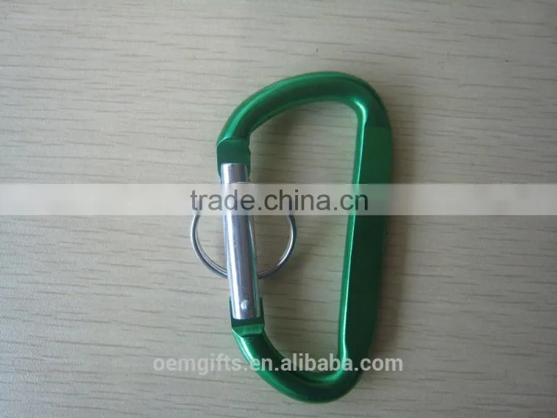 Large D Shaped Aluminum Carabiner With Keyring