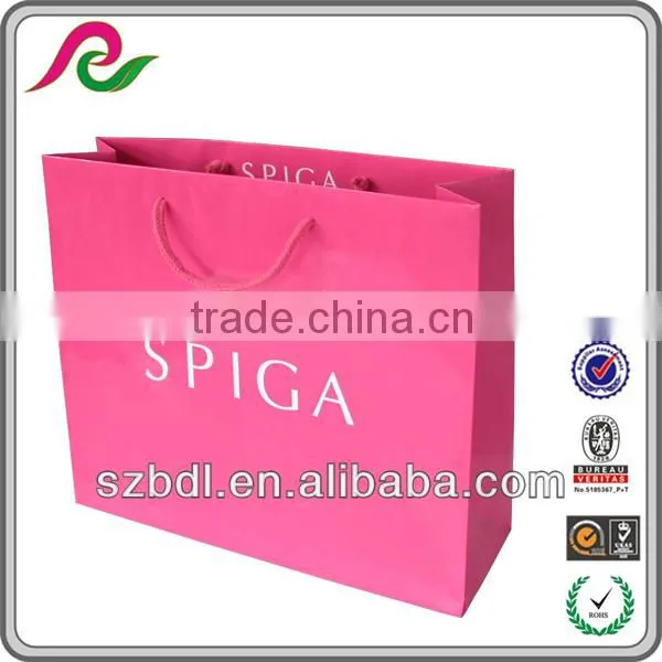 2016 customized promotion pink paper bag gift packaging