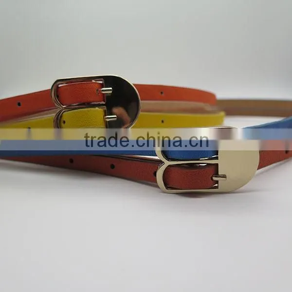 Fashionable 2 colors skinny belt colorant match belts for women