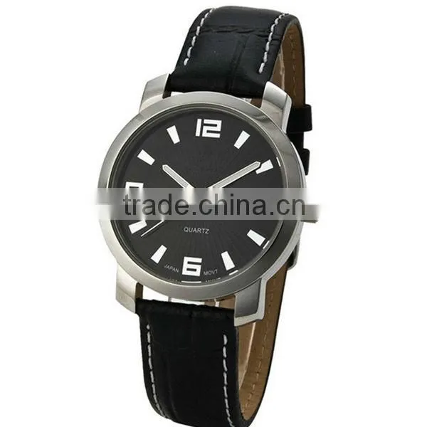 Japan movement wrist mens leather black classic watches