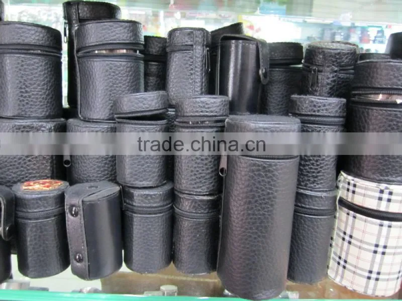 Stainless steel cup with leather wrapped and logo 4pcs in leather bag