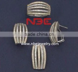 Best selling silver jewelry set,wax micro pave setting 925 sterling silver jewellery set,italy love design silver jewelry set