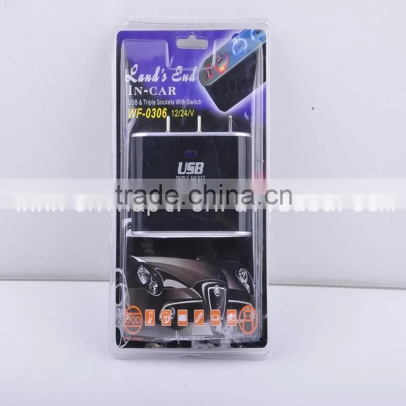 3 Way Toggle Switch Car Cigarette Socket Splitter