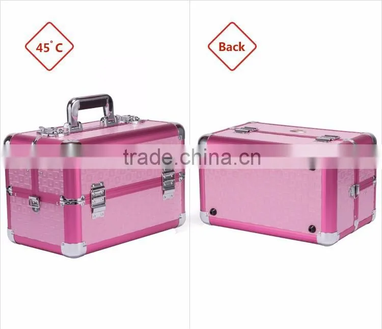 Professional Aluminum Makeup Case Pink Beauty Box Cosmetic Case