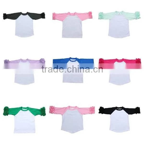 Knitted baby cloth fall shirt blank clothing coral ruffle shirt cotton kids top wholesale icing ruffle shirt girls icing shirts