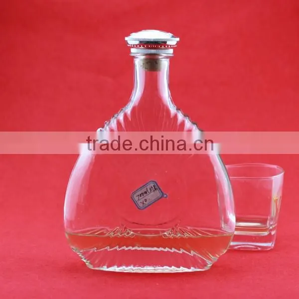 Good quality brandy short bottles 750ml alcohol empty bottles guiter shape whiskey bottles