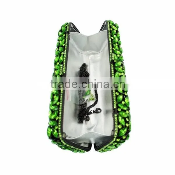 Newest design green bag designs handmade bag crystal clutch bag (8766A-G2)