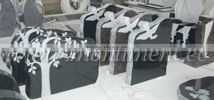 Granite Headstone with Fowers
