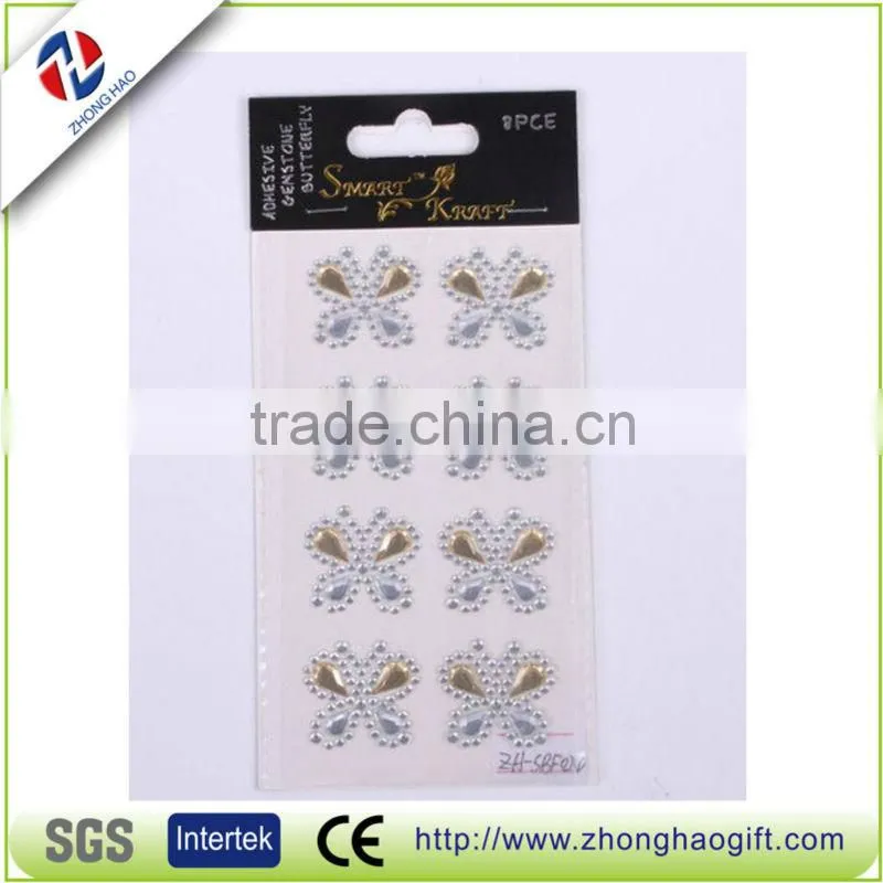 Crystal Self Adhesive Rhinestone Butterfly Sticker for Hobby