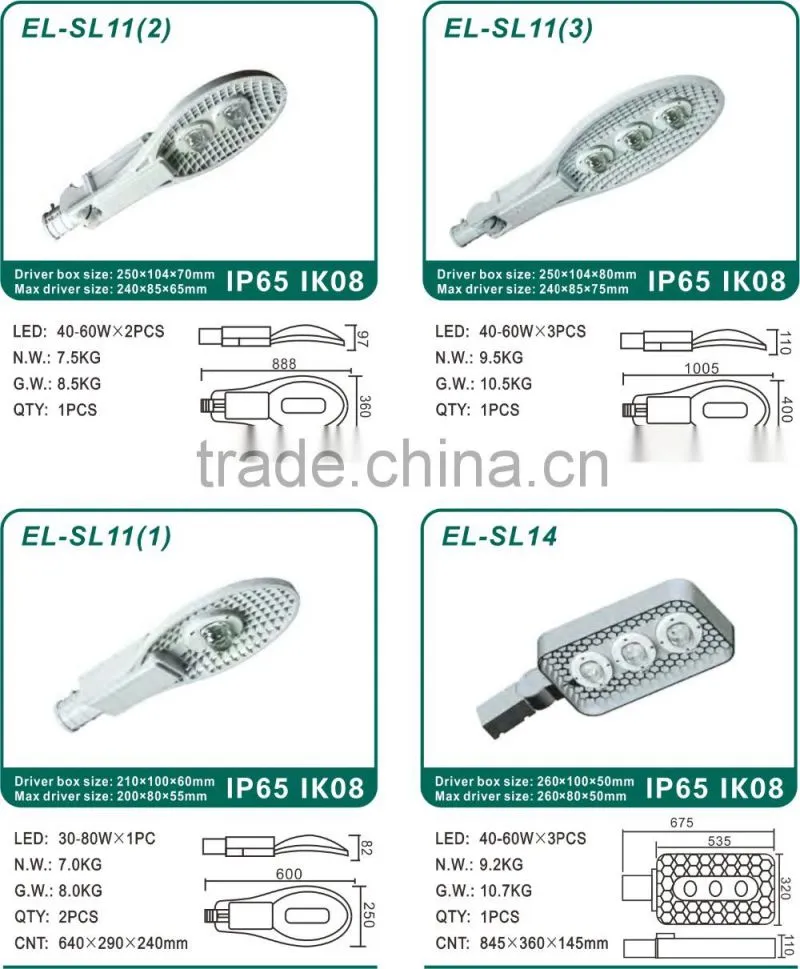 10W-240W Everlite COB Outdoor Intergrated LED Street Light Housing