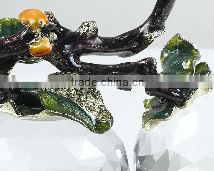 RORO Everything Satisfactory persimmon enamel crystal glass decorative article for home decoration/gift