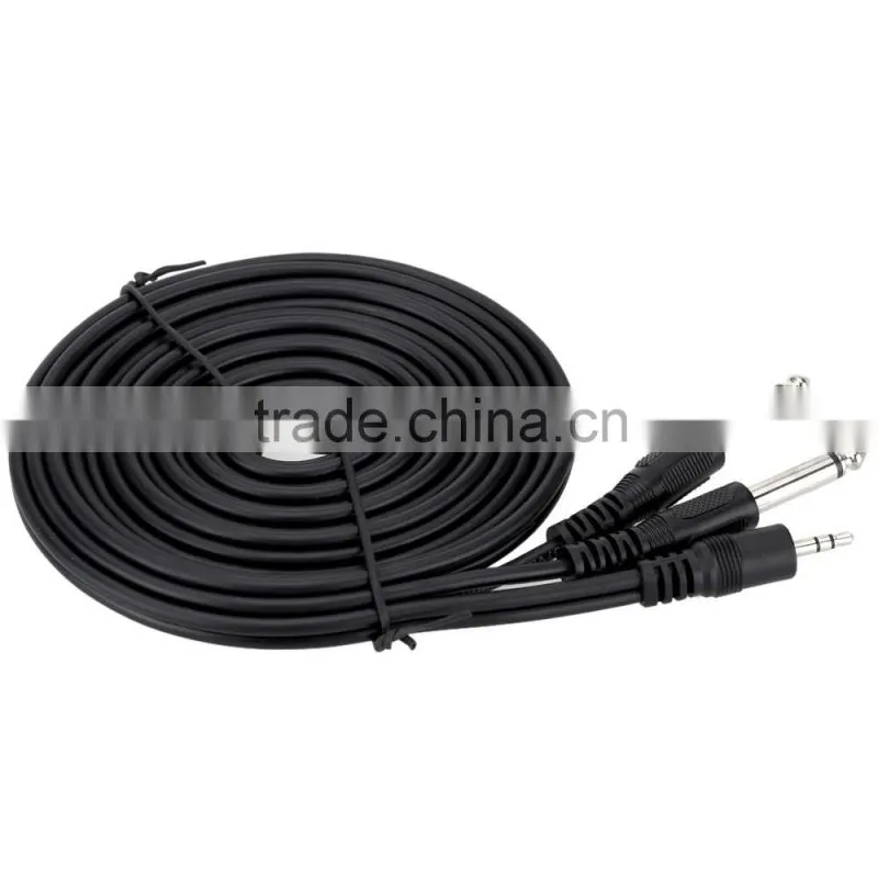5ft / 1.5m 3.5mm Stereo Male to Dual 6.35mm Mono Male Cable Wire for Computer Mixer Mixing Console
