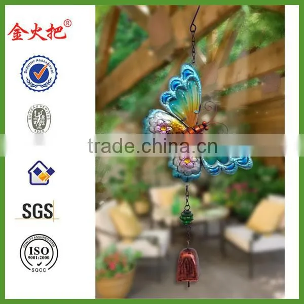 Fusing glass and metal hanging garden decor bird windbell