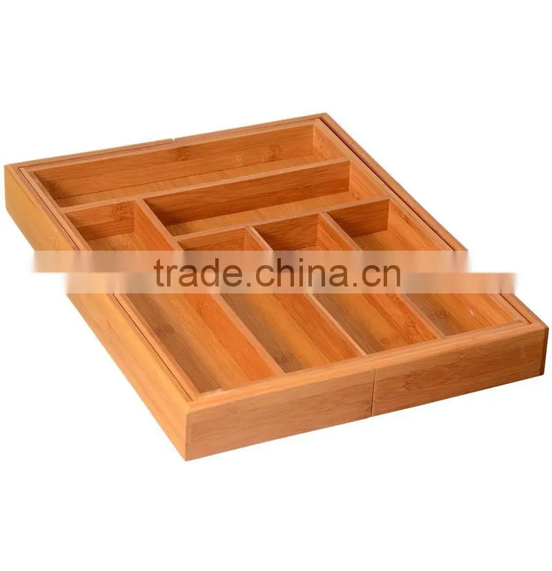 Home-it Expandable Bamboo Cutlery drawer organizer, Flatware drawer dividers