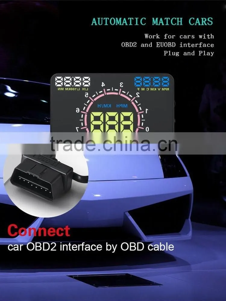 Newest E350 HUD Head Up Display 5.8 Inch HUD E350 Support Cars with OBD2 and EUOBD Port Speeding Warning