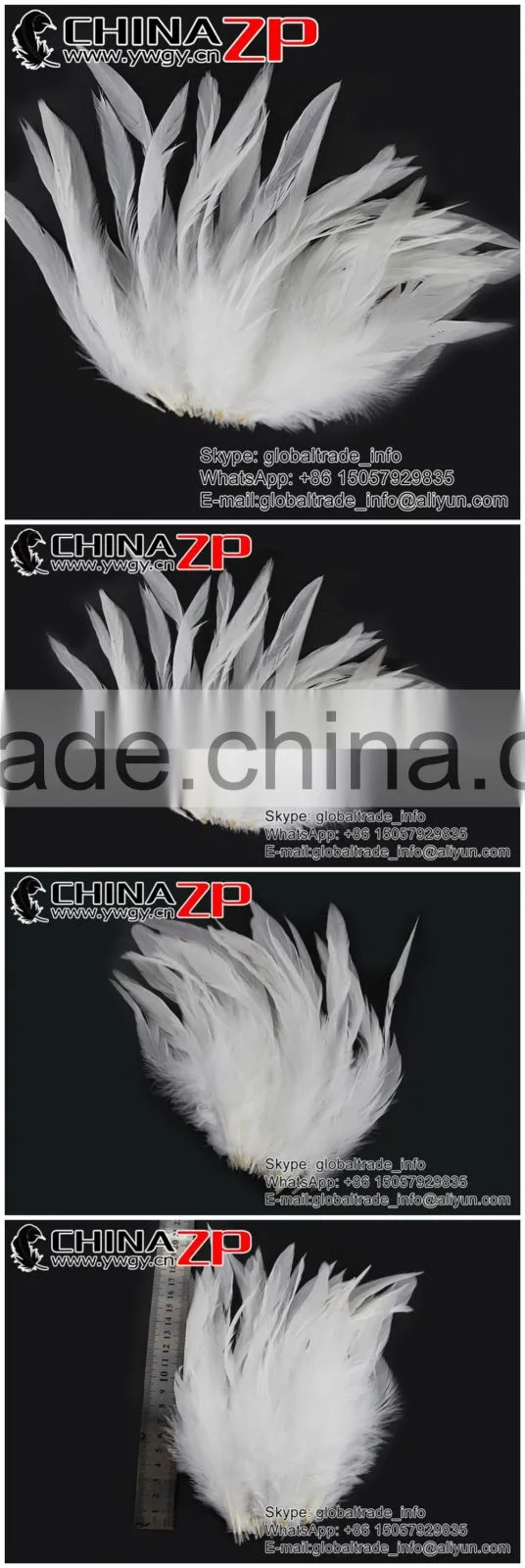 NO.1 Supplier ZPDECOR Bulk Sale Natural Bleached White Dyed Chicken Rooster Schlappen Feathers