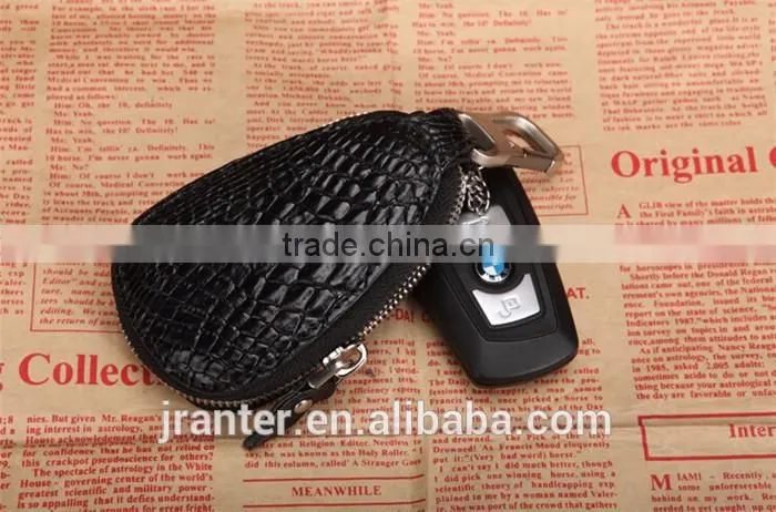 Fashionable custom car key case 100% crocodile leather car key case