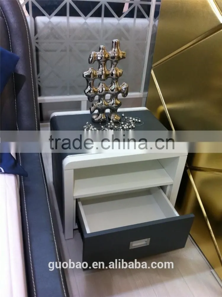With drawers leather side tables/modern nightstand bedside table